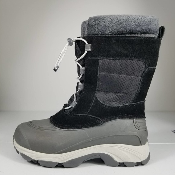 Lands End Shoes - Lands End Black Gray Rubber Waterproof Rain Snow Removeable Liner Boots 8 B